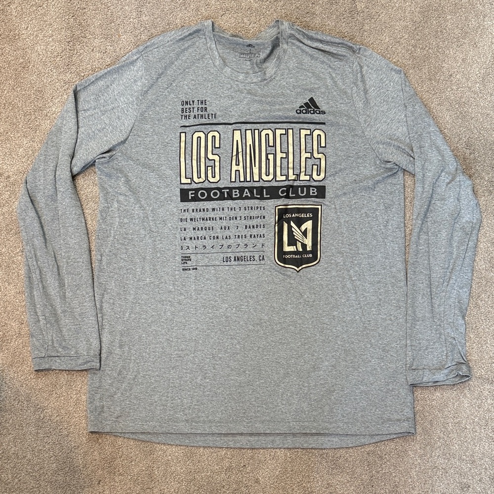 Adidas Light Grey MLS LAFC Graphic Long Sleeve Tee Size L